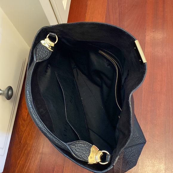 Burberry Check Embossed Lindburn Hobo Bag - Black - Picture 2 of 2